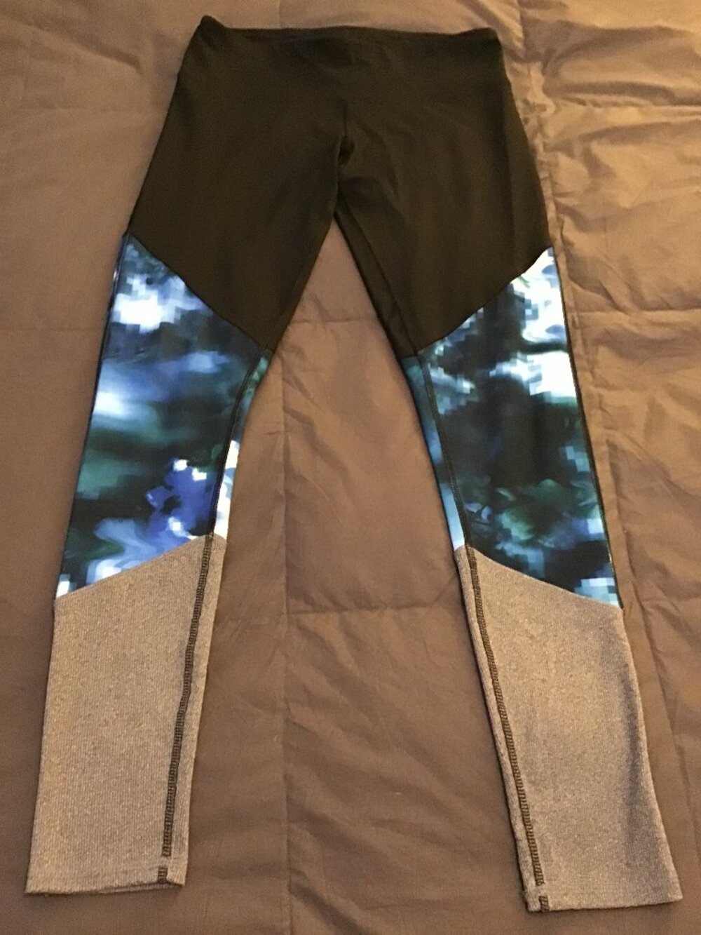 Champion Women's Colorblock Yoga Leggings Size Medium Black Blue Gray